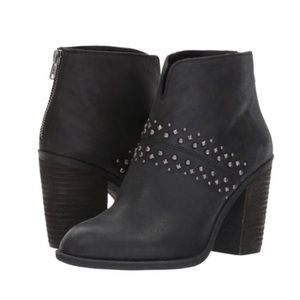 Distressed Lucky studded bootie.
